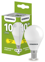 Лампа светодиодная G45 шар 10Вт 230В 3000К E14 GENERICA