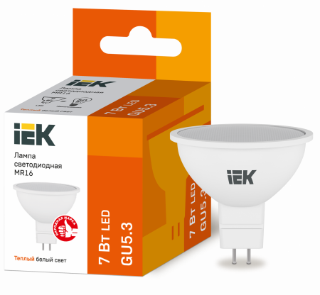Лампа светодиодная MR16 софит 7Вт 230В 3000К GU5.3 IEK – №1