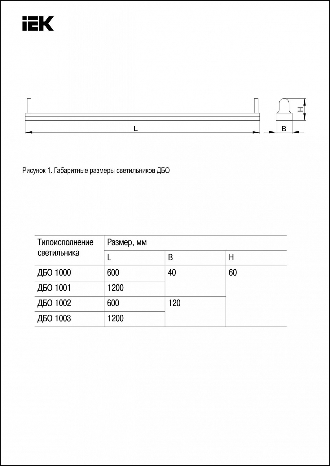 Светильник ДБО 1003 под светодиодную лампу 2хТ8 1200мм IP20 IEK