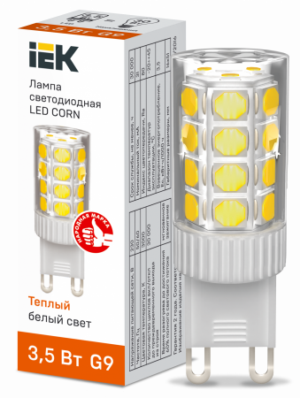 Лампа светодиодная CORN капсула 3,5Вт 230В 3000К керамика G9 IEK – №1
