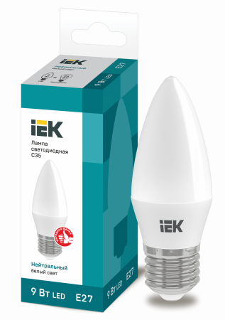 Лампа светодиодная C35 свеча 9Вт 230В 4000К E27 IEK – №1