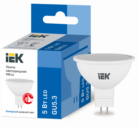 Лампа светодиодная MR16 софит 5Вт 230В 6500К GU5.3 IEK – №1