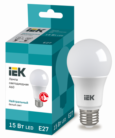Лампа светодиодная A60 шар 15Вт 230В 4000К E27 IEK – №1