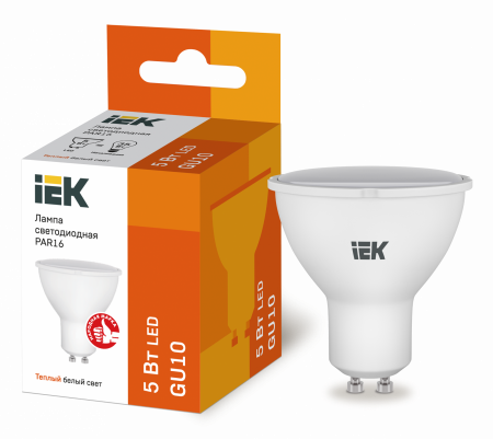Лампа светодиодная PAR16 софит 5Вт 230В 3000К GU10 IEK – №1