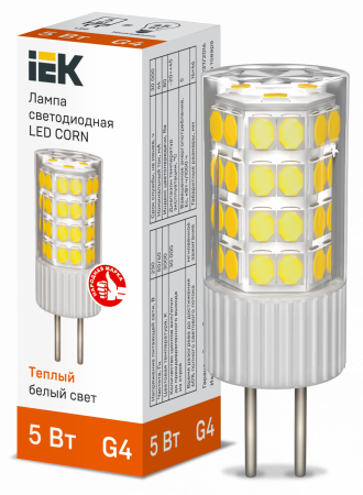 Лампа светодиодная CORN капсула 5Вт 230В 3000К керамика G4 IEK – №1